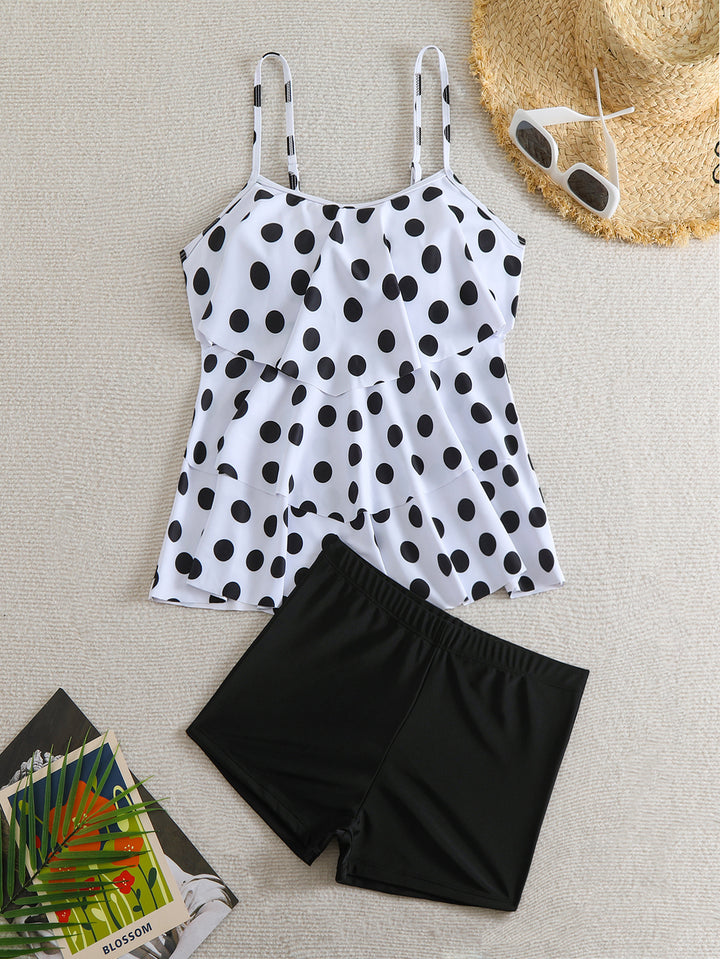 Damen Tankini-Set mit schickem Polka-Dot-Oberteil und bequemen Shorts Echo Archiv