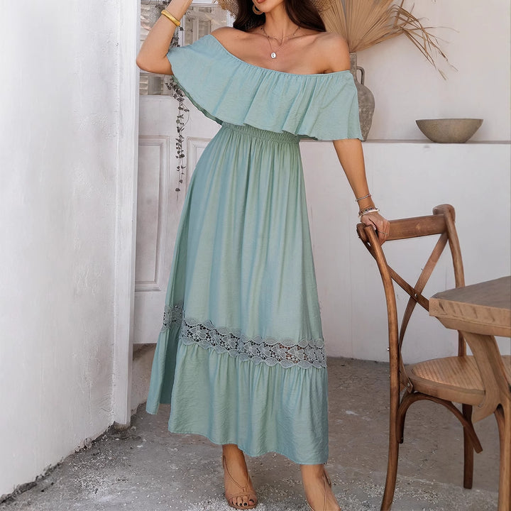 Damen Off-Shoulder Maxikleid mit Rüschendetails Echo Archiv