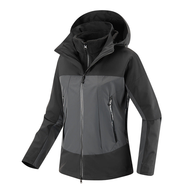 Damen zweilagige Softshell-Jacke mit herausnehmbarer Fleece-Innenjacke und verstellbarer Kapuze Echoarchiv