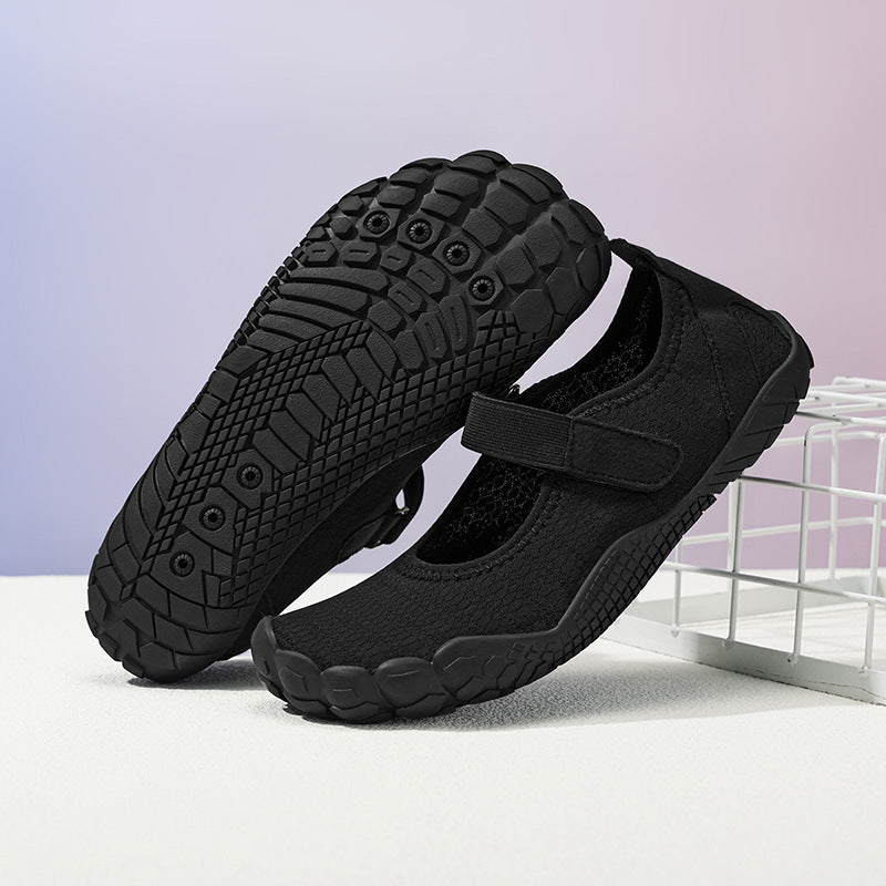 Damen Leichter Strick-Mary-Jane-Slipper mit Klettverschluss und flexibler Barfußsohle – Lioré