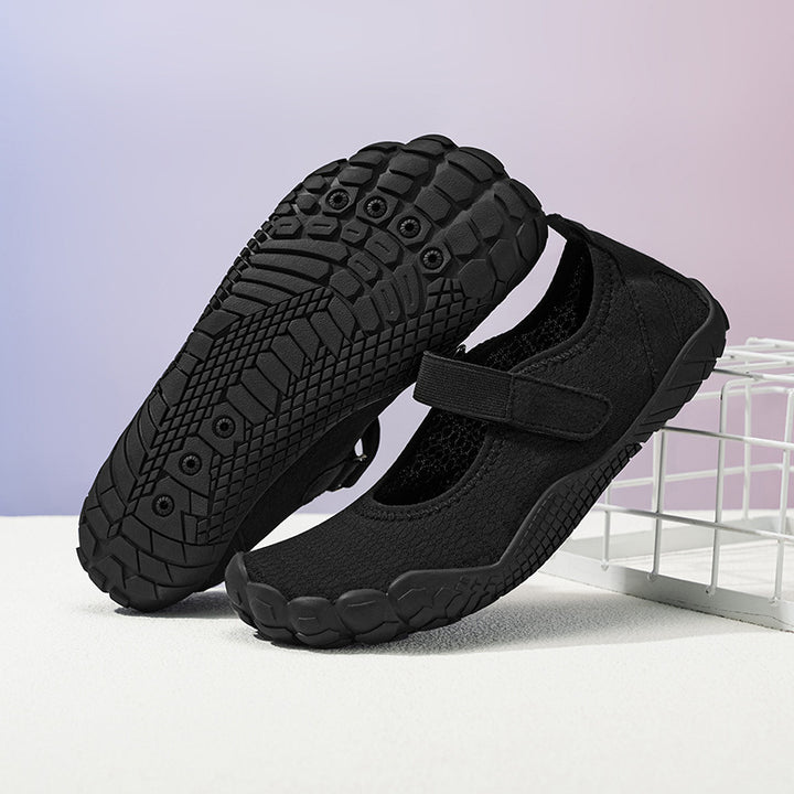 Damen Leichter Strick-Mary-Jane-Slipper mit Klettverschluss und flexibler Barfußsohle – Lioré