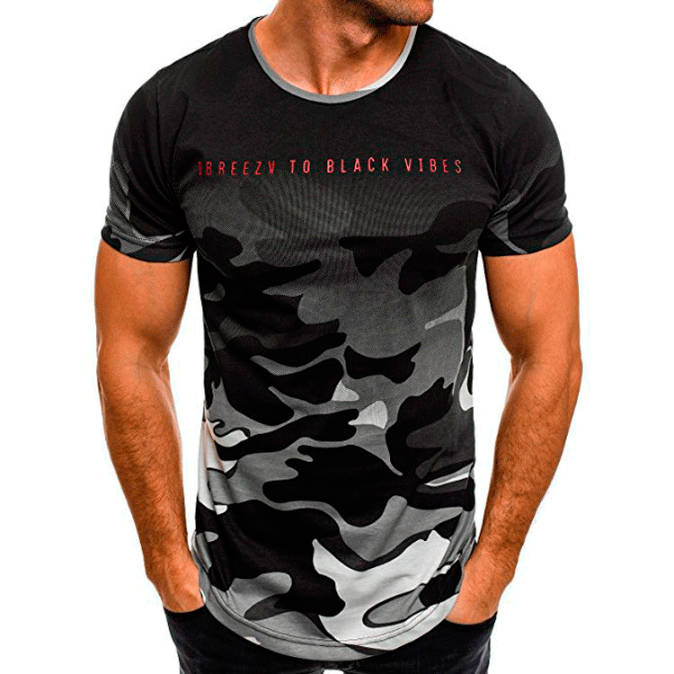 Herren Sportliches Camouflage T-Shirt und Freizeitshorts Set Echoarchiv