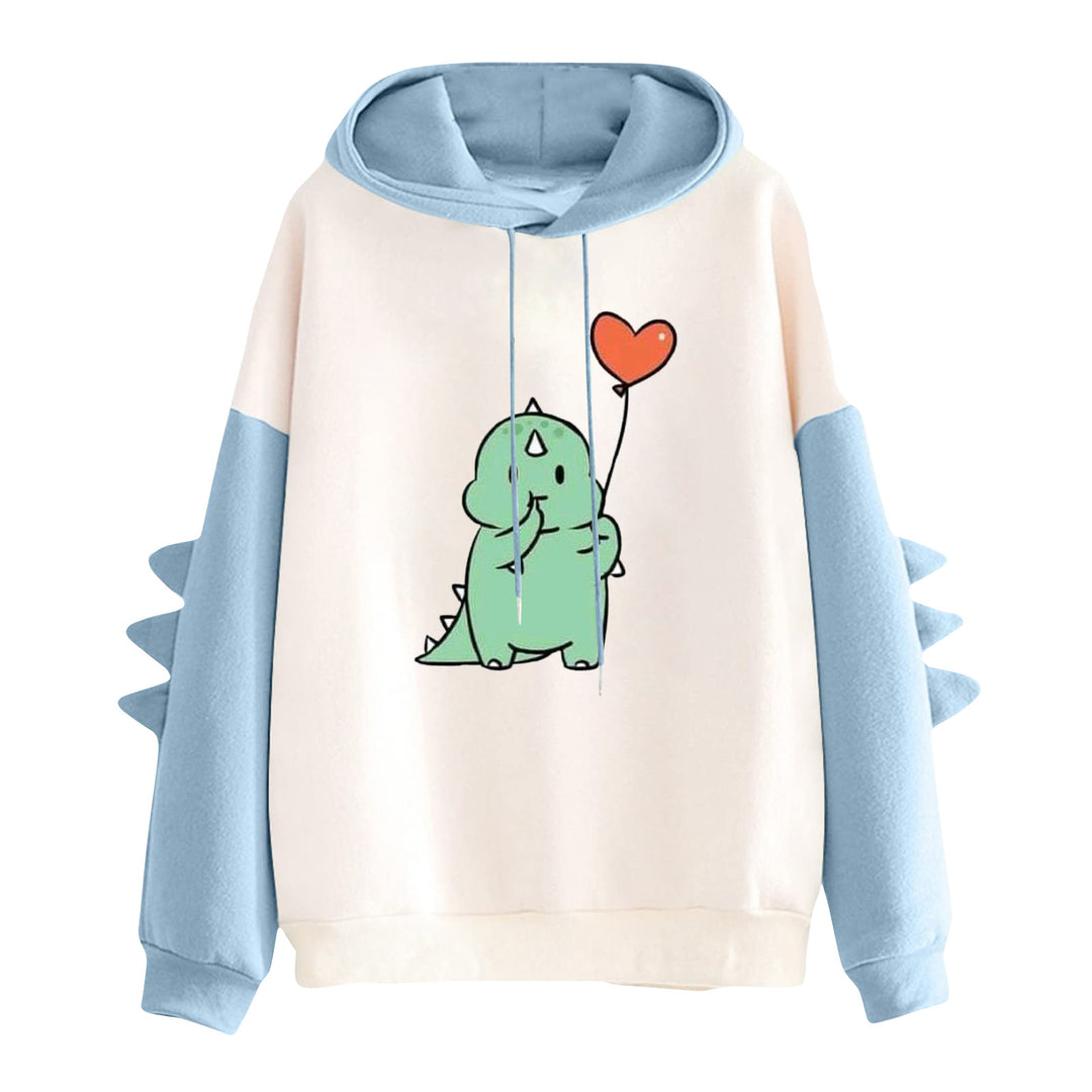 Damen Kapuzenpullover mit niedlichem Dinosaurierprint und dreidimensionalen Stacheln – Auréline