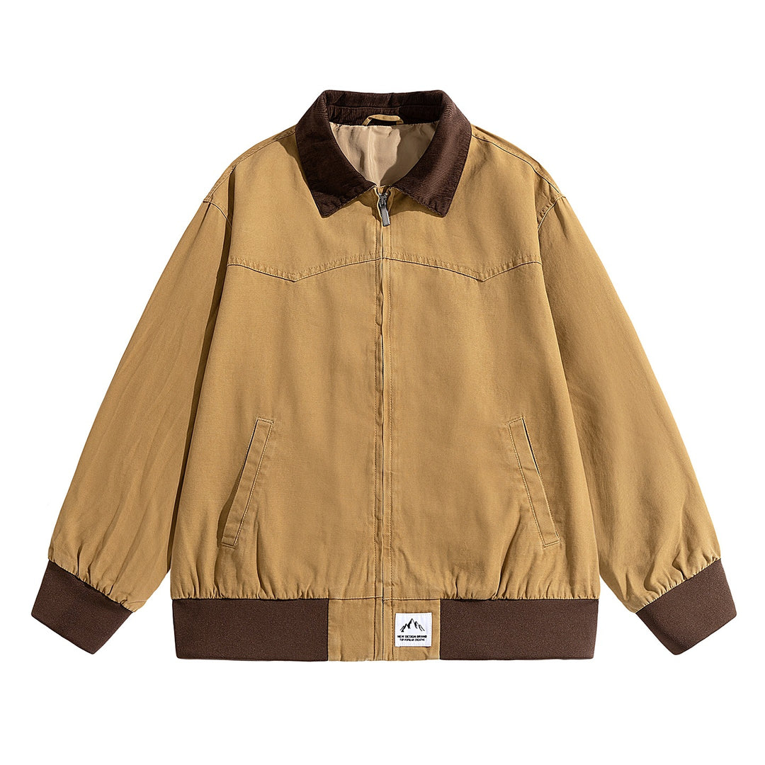 Herren Oversize-Field-Bomberjacke mit Cordkragen, elastischem Saum & verdecktem Reißverschluss Echoarchiv
