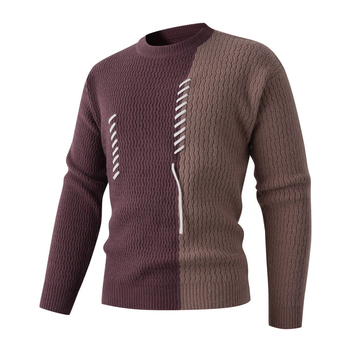 Herren Strickpullover mit modernem Zopfmuster und kontrastierenden Details Echoarchiv