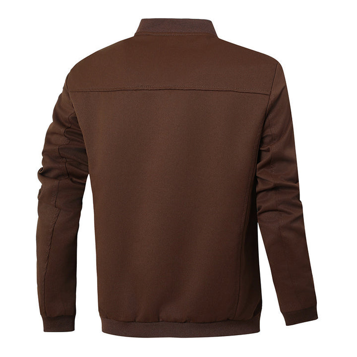 Herren sportlich-elegante Collegejacke mit Druckknopfleiste und kontrastierenden Einsätzen Echoarchiv