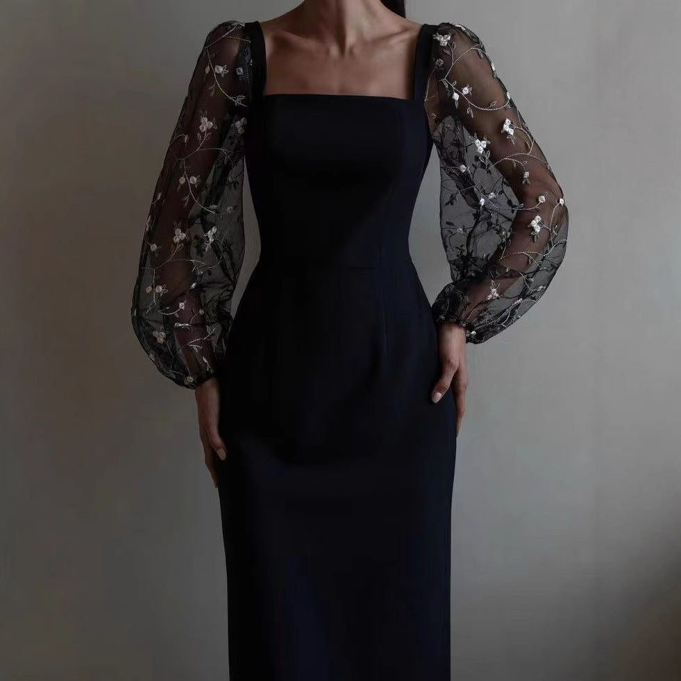 Damen Kleid mit romantischen transparenten Puffärmeln Echo Archiv