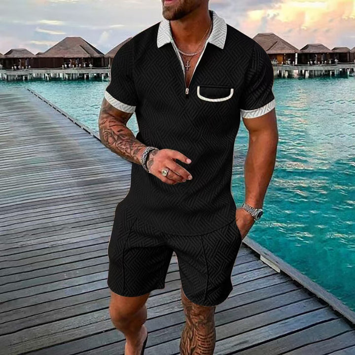Herren Kurzarm-Muster Polo und Shorts Set Echoarchiv