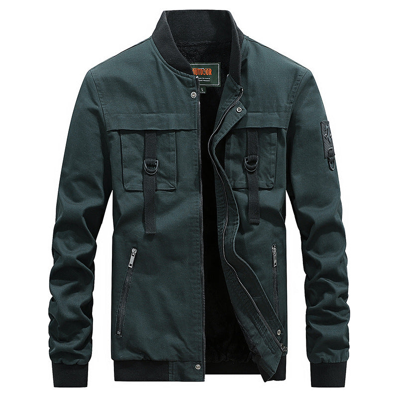 Herren Canvas-Bomberjacke im Fieldstil mit Gurt- und Ringdetails – Brevano