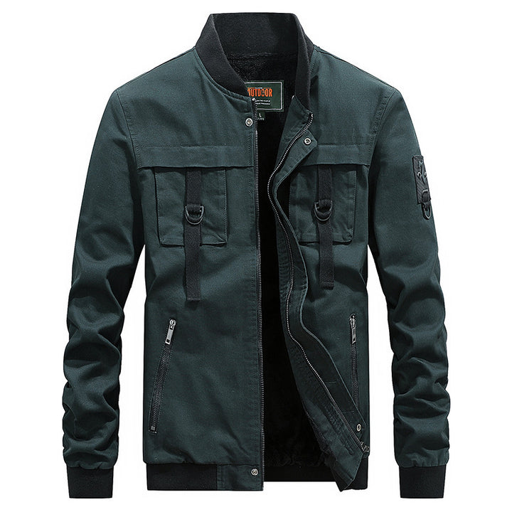 Herren Canvas-Bomberjacke im Fieldstil mit Gurt- und Ringdetails – Brevano