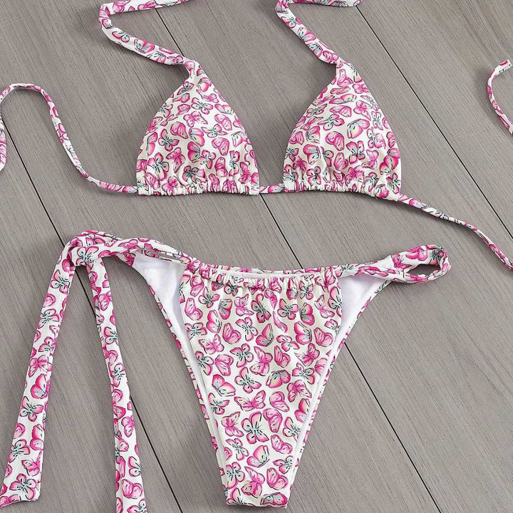Damen Floral Triangel-Bikini mit seitlichen Bindebändern Echo Archiv