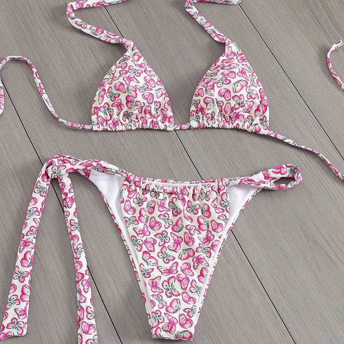 Damen Floral Triangel-Bikini mit seitlichen Bindebändern Echo Archiv