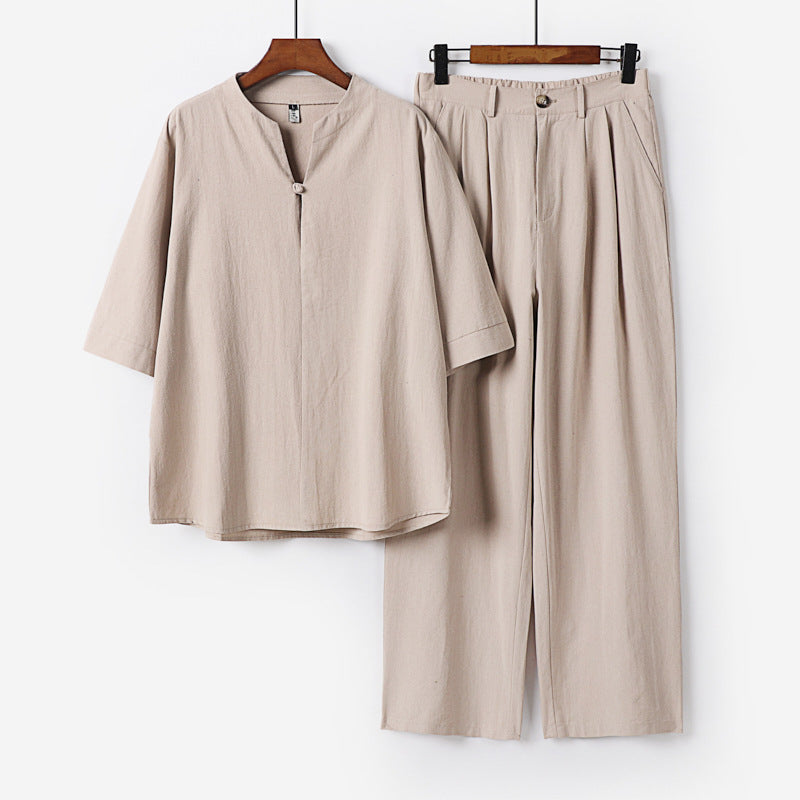 Herren Zweiteiliges Leichtes Freizeitset mit Stehkragen und elastischer Bundhose Echoarchiv