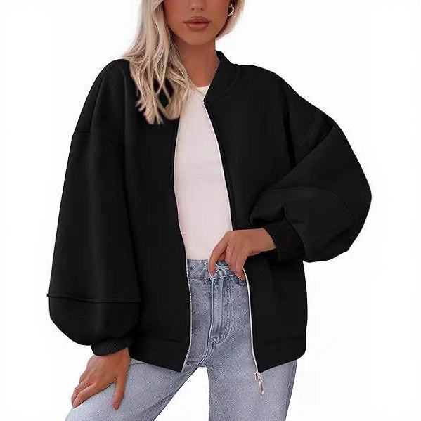 Damen Oversize Bomberjacke mit Ballonärmeln und Reißverschluss Echo Archiv