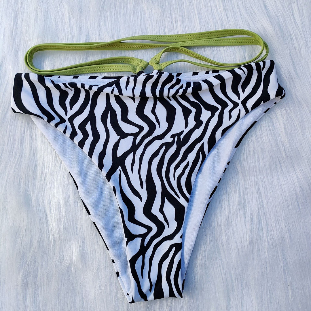 Damen Minimalistisches Triangel-Bikini-Set mit Zebramuster Echo Archiv