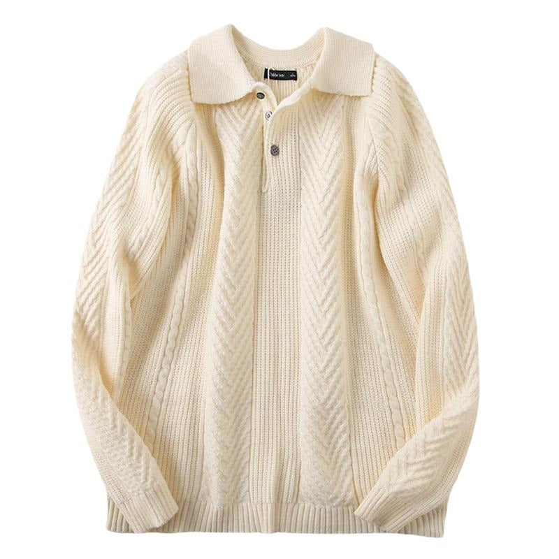 Herren Strickpullover mit klassischem Rautenmuster und Knopfleiste Echoarchiv