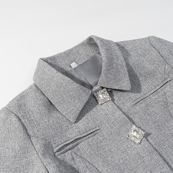 Damen Elegantes zweiteiliges Wollmisch-Kostüm mit tailliertem Kurzblazer und ausgestelltem Midirock Echo Archiv