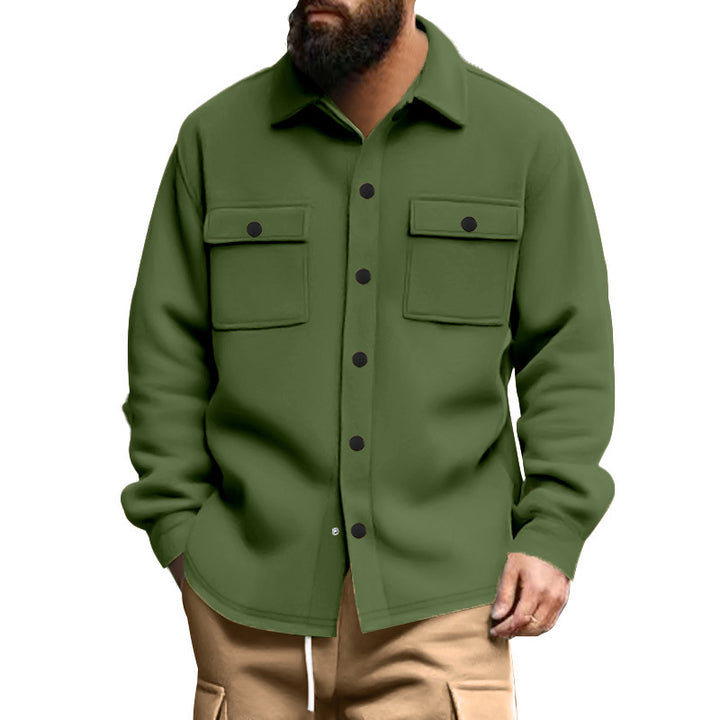 Herren nan robuste Wollfleece-Überhemdjacke mit aufgesetzten Brusttaschen und Druckknopfleiste Echo Archiv