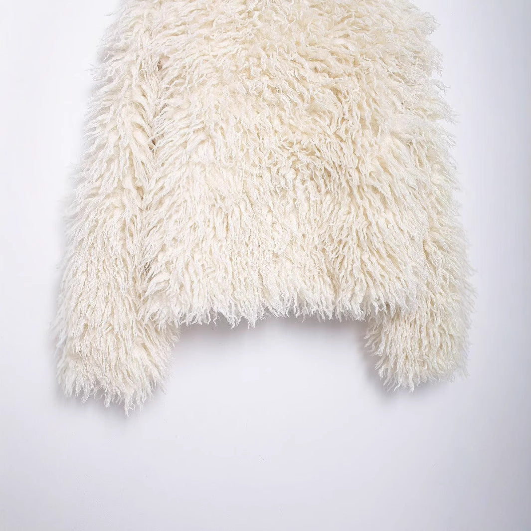 Damen Kurzjacke aus Kunstfell mit langfloriger Shag-Struktur Echoarchiv