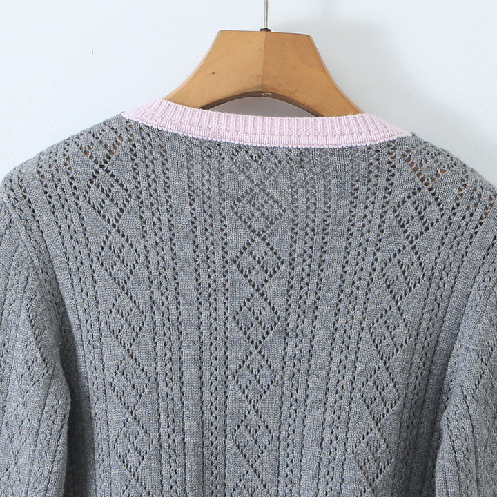 Damen Feinstrick-Zweiteiler Cardigan mit Schleifenkragen und Zierweste Echoarchiv
