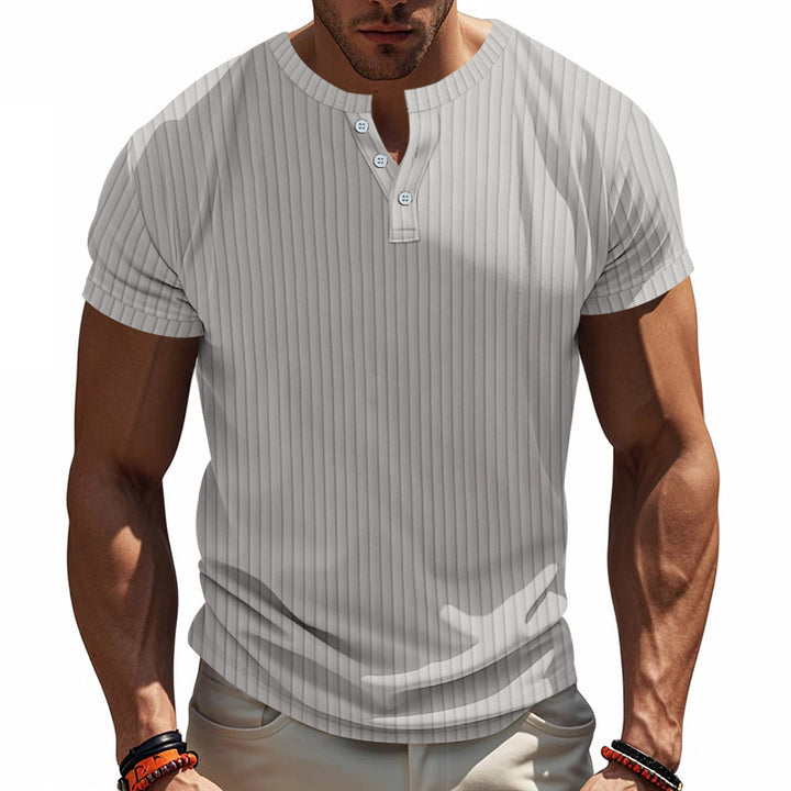 Herren Kurzarm-Henley-T-Shirt mit strukturiertem Design Echoarchiv