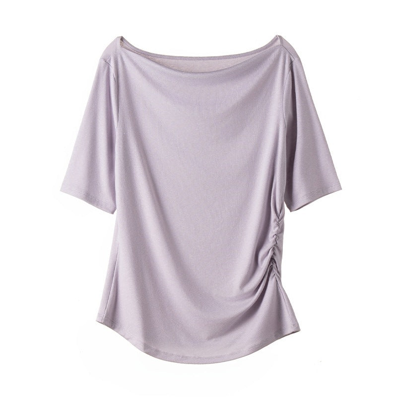 Damen Jerseytop mit U-Boot-Ausschnitt und seitlicher Raffung Echo Archiv