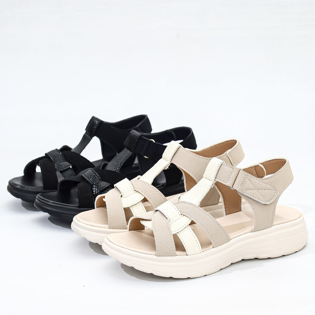 Damen Komfort-Sandalen mit verstellbarem Klettverschluss und gepolsterter Plateau-Sohle – Sorelia