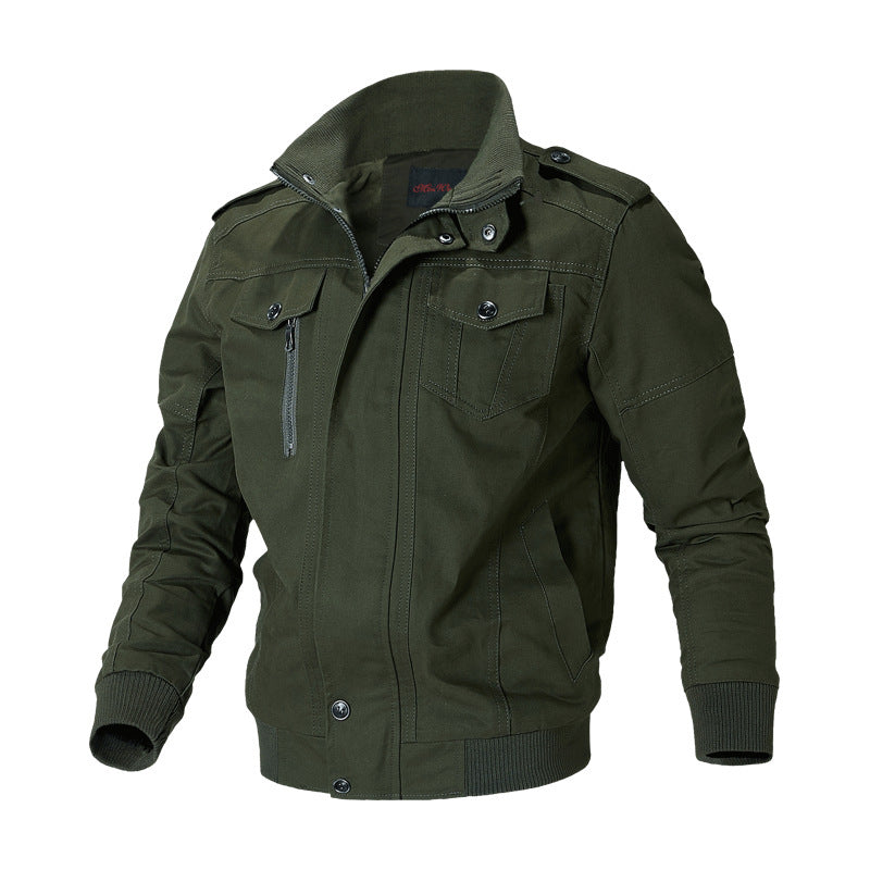 Herren nan robuste Canvas-Bomberjacke im Field-Stil mit Epauletten, verdeckter Druckknopfleiste und funktionalen Taschen Echo Archiv