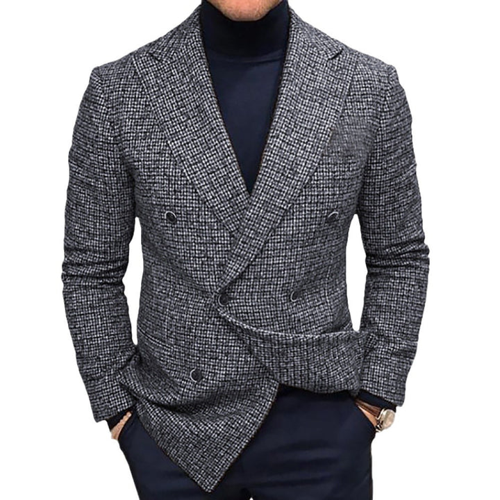 Herren eleganter kariert Blazer mit doppelter Knopfleiste Echoarchiv