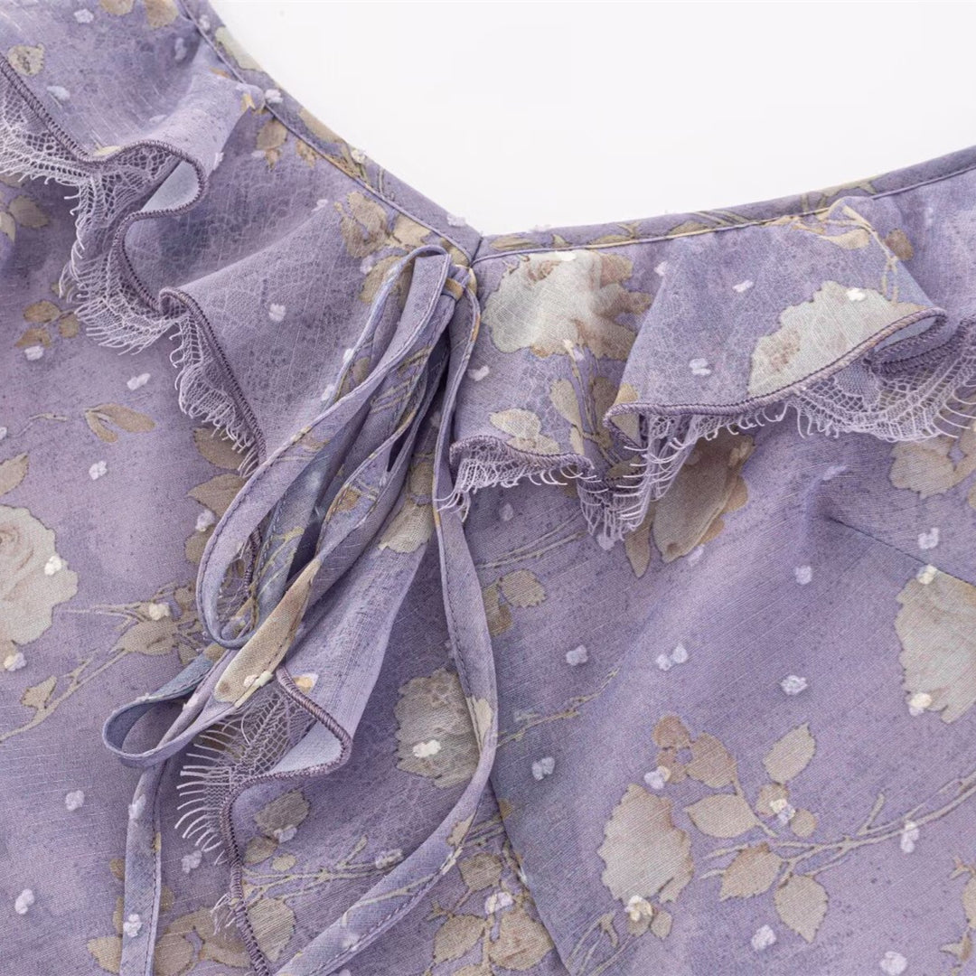 Damen Maxikleid mit romantischem Rüschensaum und floralem Muster Echo Archiv