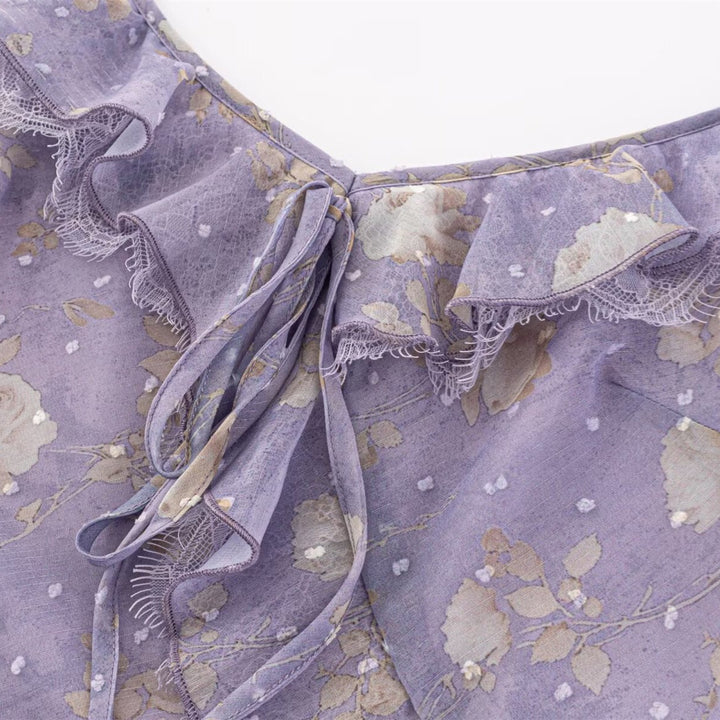 Damen Maxikleid mit romantischem Rüschensaum und floralem Muster Echo Archiv