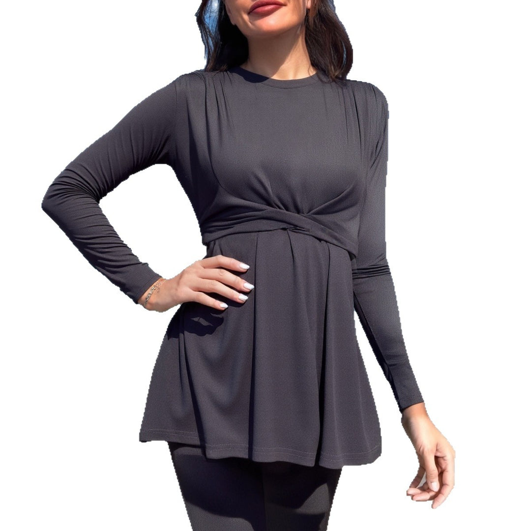 Damen modischer Longsleeve-Badeanzug mit Wickelrock Echo Archiv