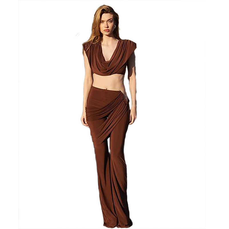 Damen Elegantes Ensemble mit fließendem Oberteil und weitem Bein Echo Archiv