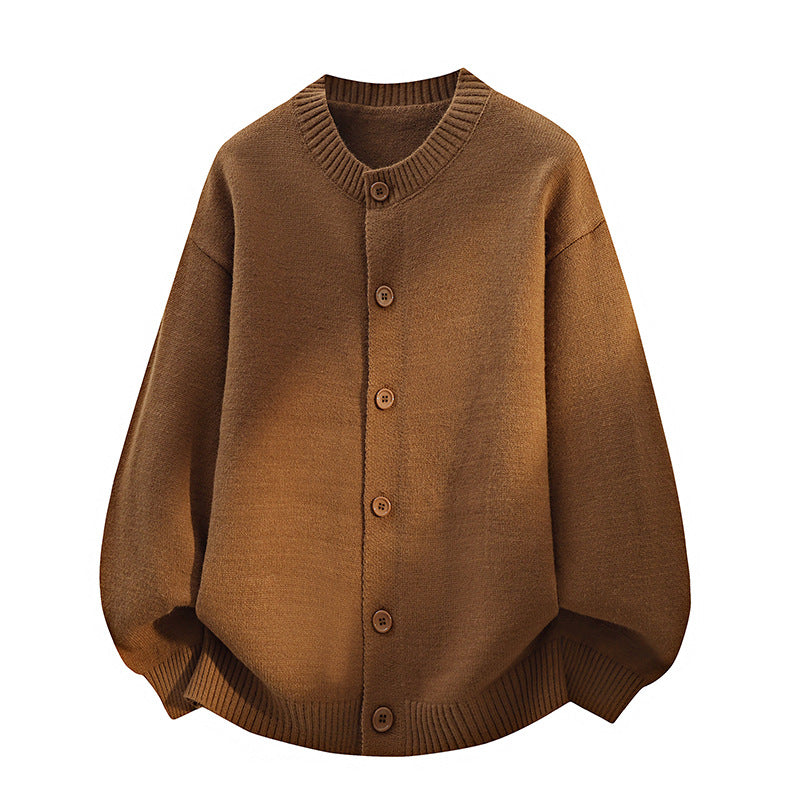 Unisex Oversize Strickcardigan mit Rundhalsausschnitt, Ballonärmeln & durchgehender Knopfleiste Echoarchiv