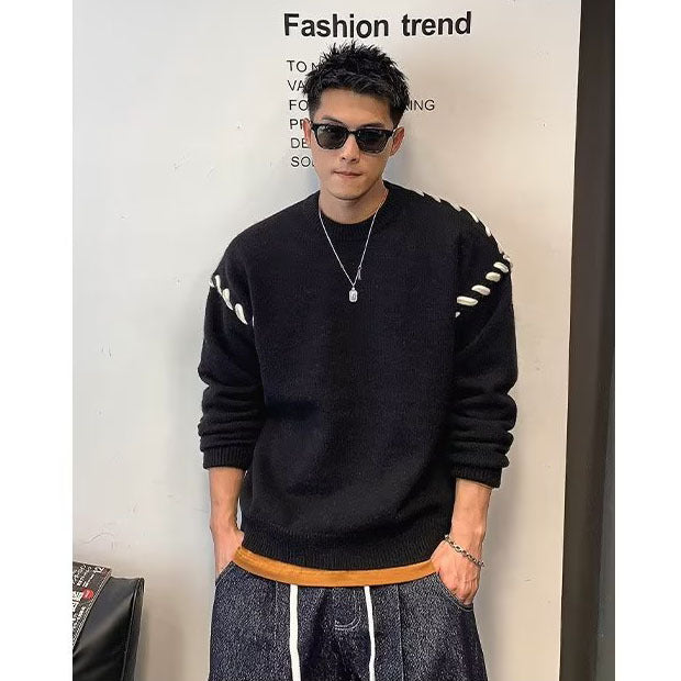 Herren Grobstrickpullover mit einzigartiger Applikation Echoarchiv