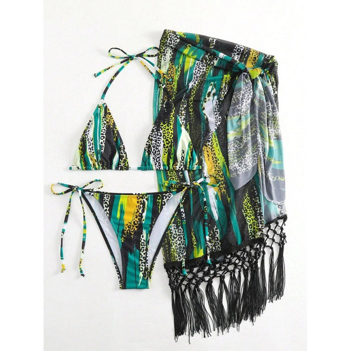 Damen Bikini-Set mit trendigem Fransenüberrock und verstellbaren Trägern Echo Archiv