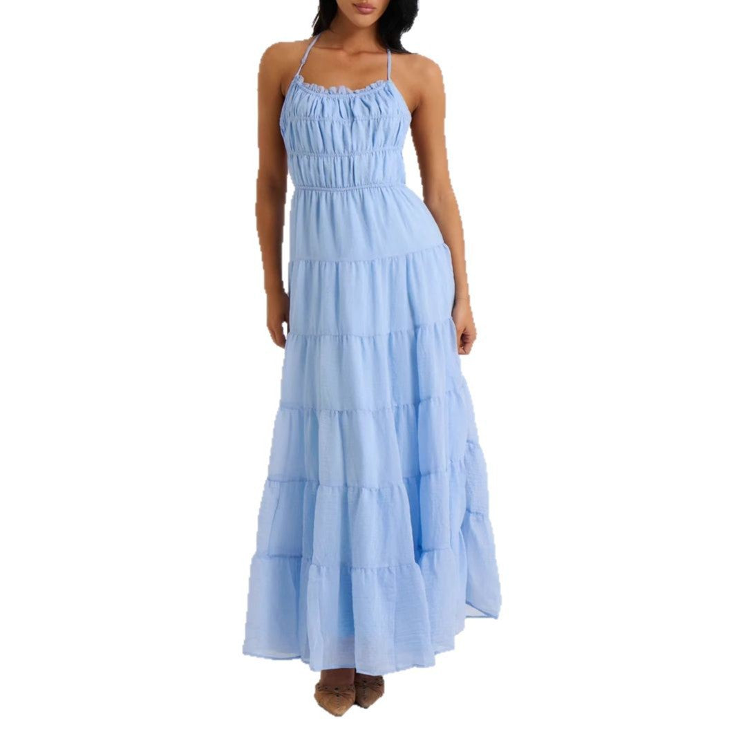Damen luftiges Maxikleid mit Rüschendetails und elastischem Taillenbund Echo Archiv