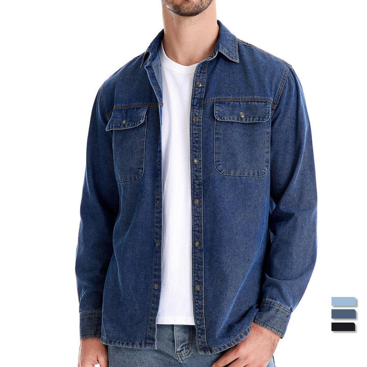 Herren Denim Hemd mit zwei Brusttaschen und modischem Schnitt Echoarchiv