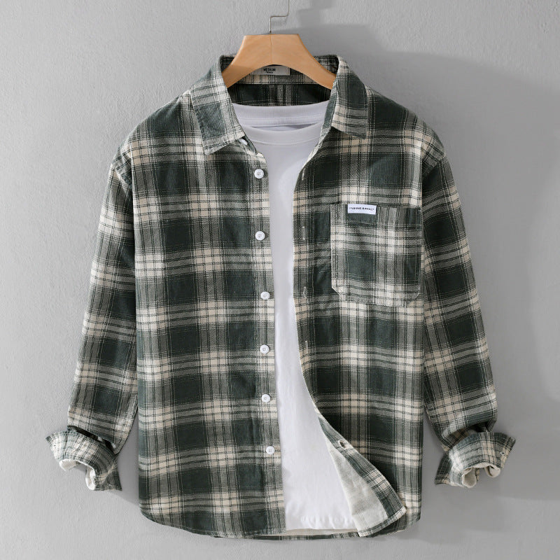 Herren Kariertes Flanellhemd im Overshirt‑Stil mit Brusttasche und Relaxed‑Fit Echoarchiv