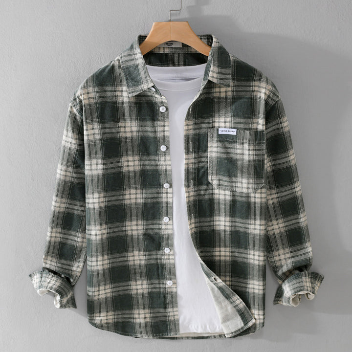 Herren Kariertes Flanellhemd im Overshirt‑Stil mit Brusttasche und Relaxed‑Fit Echoarchiv