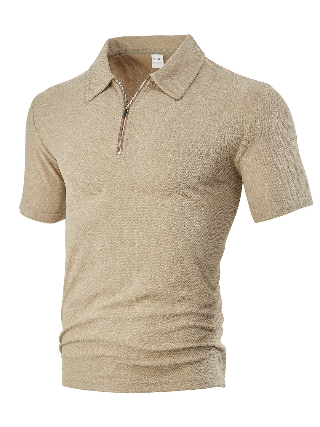 Herren sportliches Kurzarm-Polohemd mit Reißverschluss und strukturiertem Design Echoarchiv