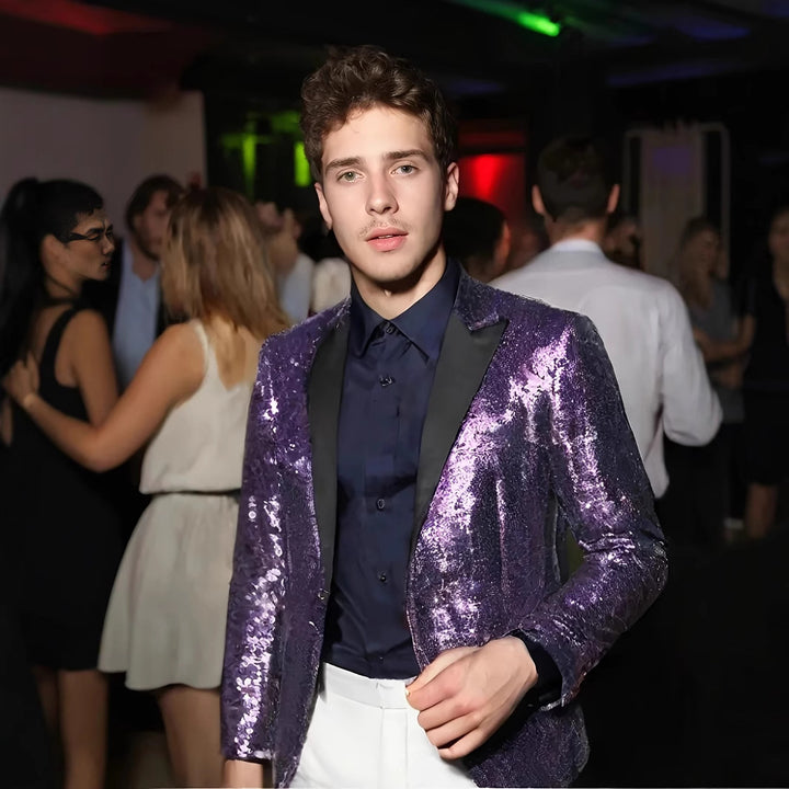 Herren Glitzernder Paillettenblazer mit elegantem Schnitt Echoarchiv