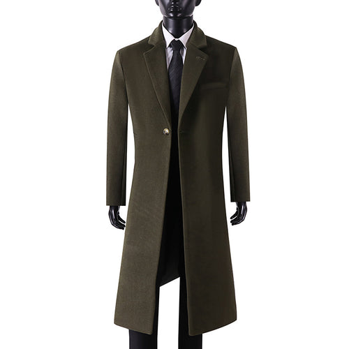 Herren Eleganter Longcoat aus Wollmix mit schmaler Silhouette und Ein-Knopf‑Verschluss Echoarchiv