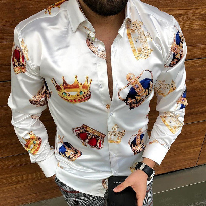 Herren Seidenshirt mit königlichem Motiv Echoarchiv