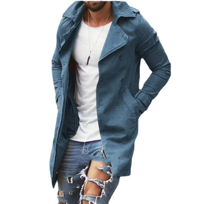 Herren lässiger Trenchcoat mit doppelter Knopfleiste und stylischem Überschlag Echoarchiv