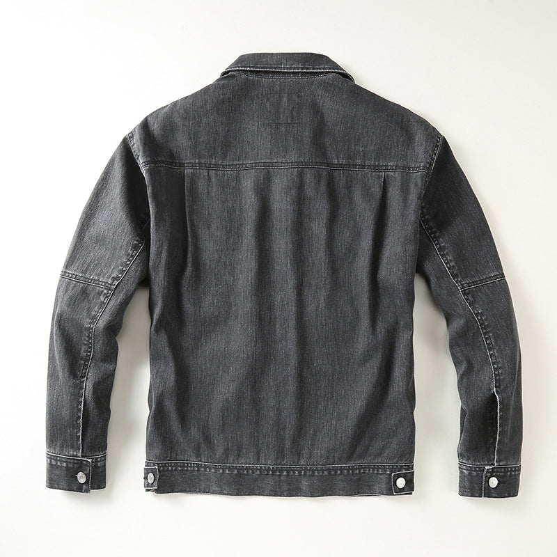 Herren Utility-Denimjacke mit Oversized-Brusttaschen und durchgehender Knopfleiste Echoarchiv