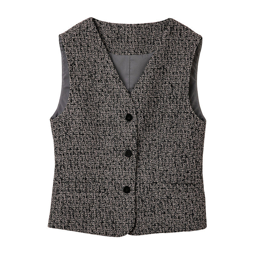 Damen Hochtaillierter Tweed-Midirock mit geradem Schnitt und leichter A‑Linie Echoarchiv
