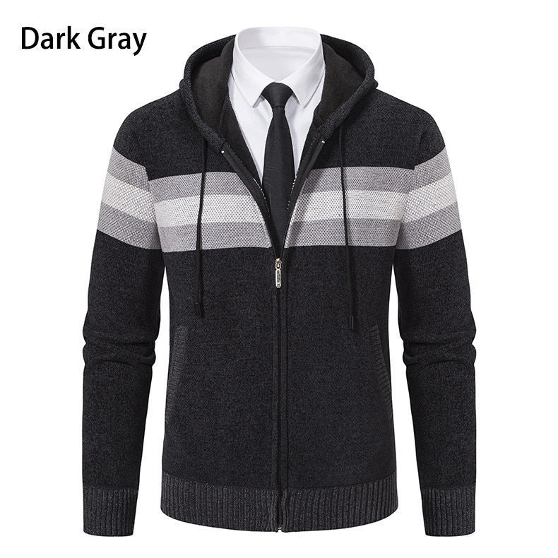 Herren modische Kapuzenjacke mit strukturiertem Design und elegantem Innenkragen Echoarchiv