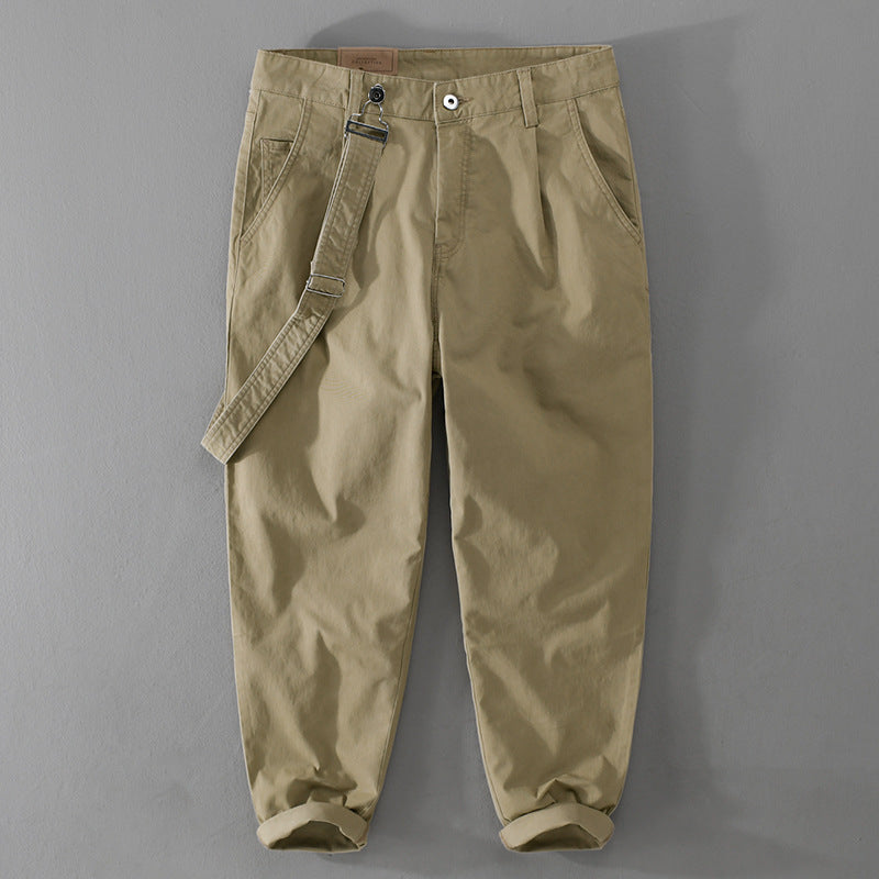 Herren Tapered-Chinohose mit abnehmbarem Gurt, hohem Bund und gekrempeltem Saum Echoarchiv