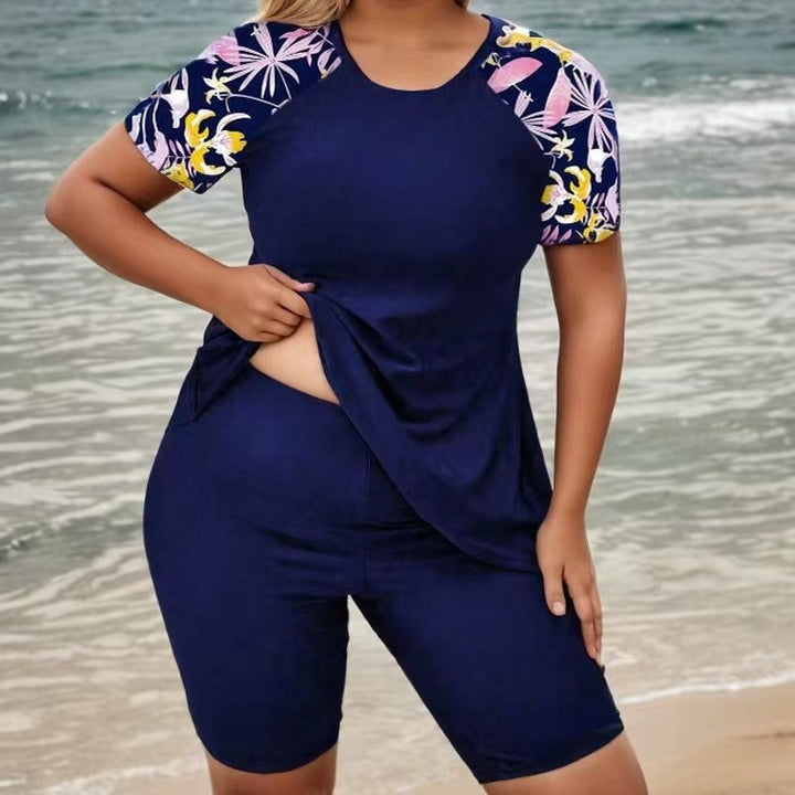 Damen Sportliches Kurzarm-Tops und Radlerhose Set Echo Archiv
